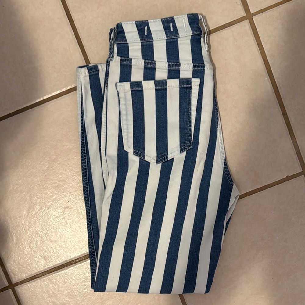 Hollister Navy and White Striped Pants